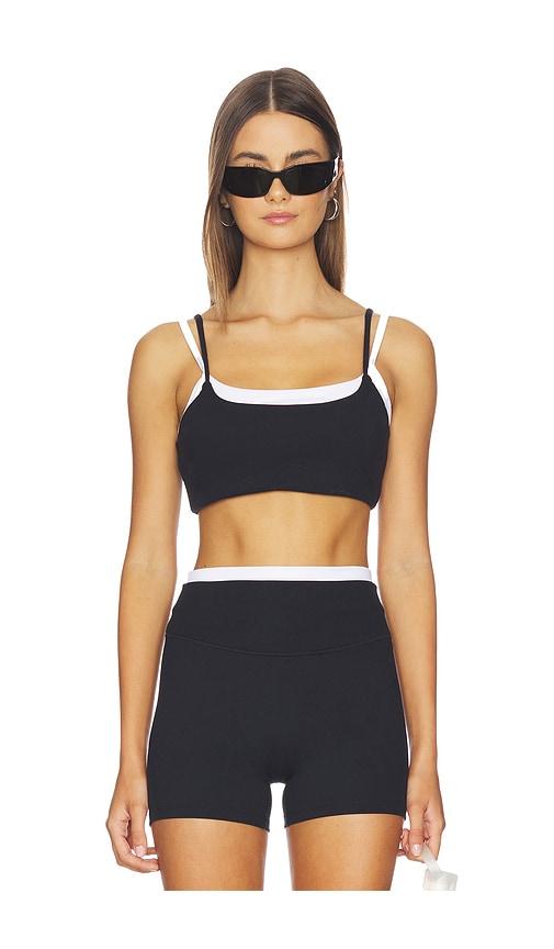 gold hinge double layer strydeform bra in black.