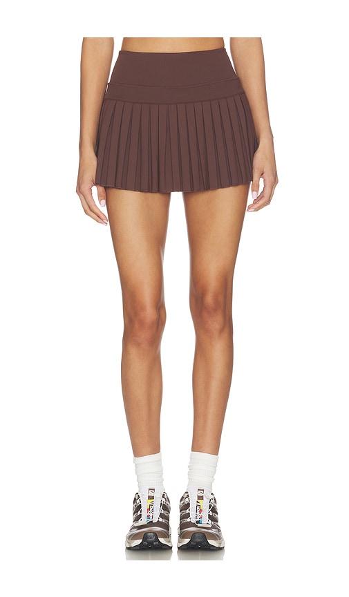 gold hinge pleated tennis skirt in brown.