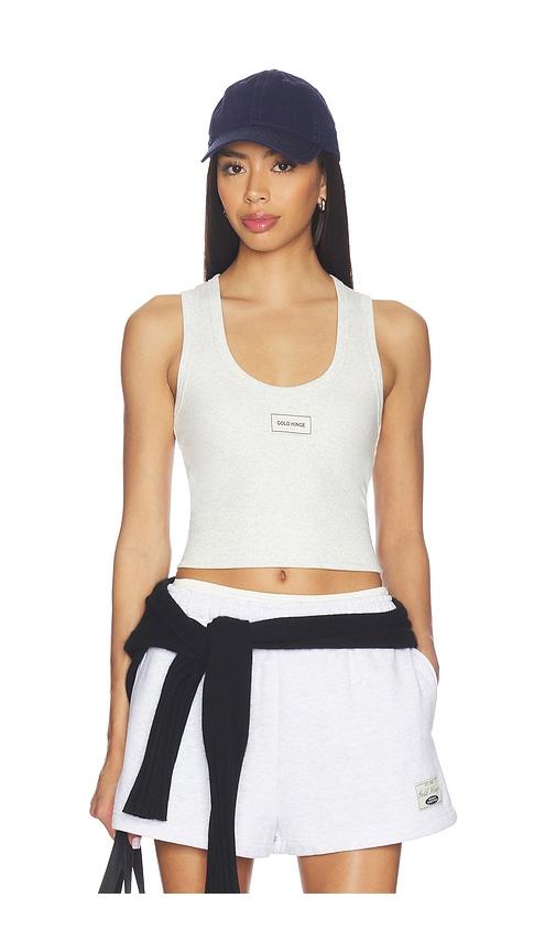 gold hinge ribbed cotton tank top in grey.