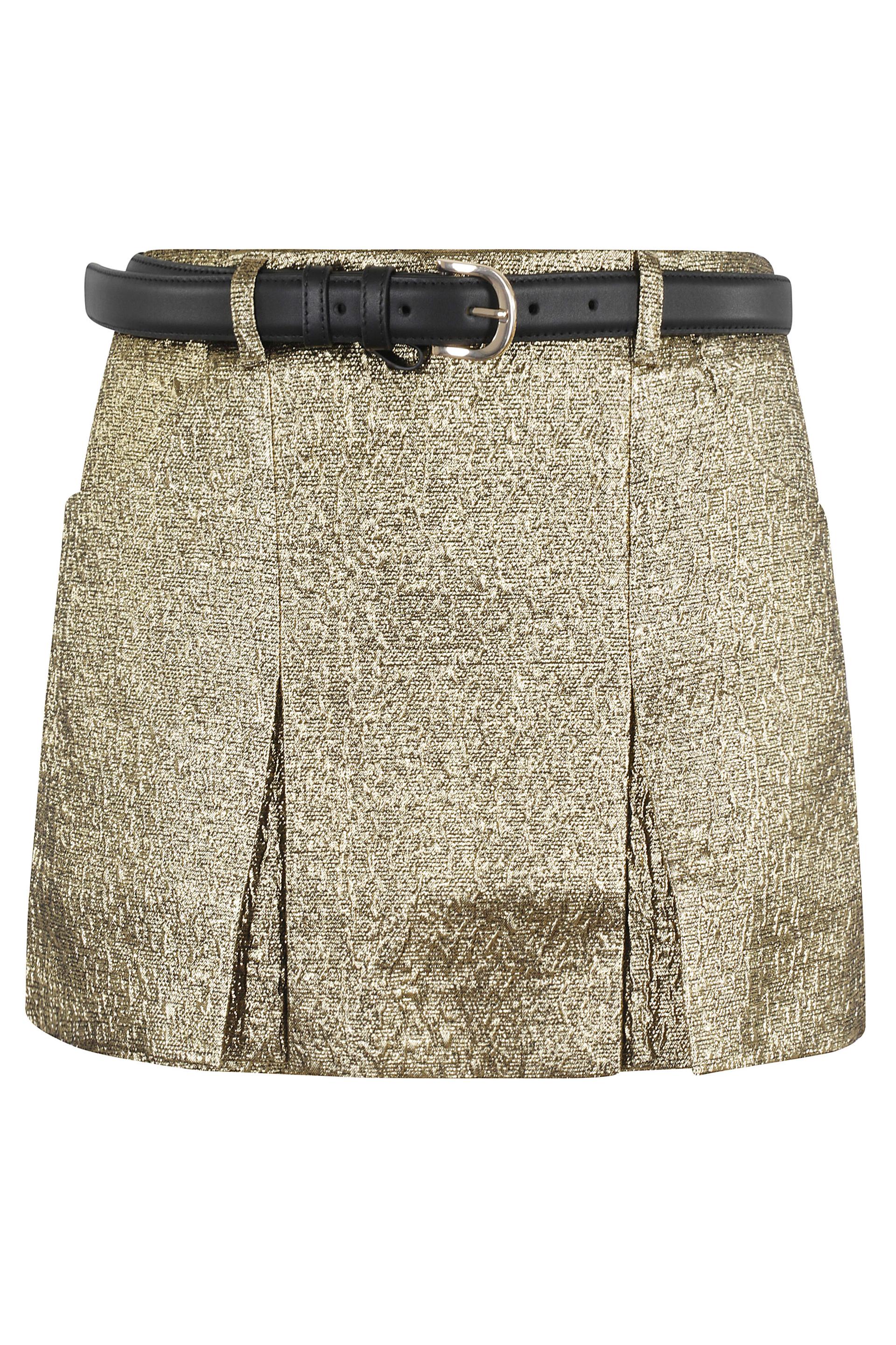 gold metallic jacquard skort