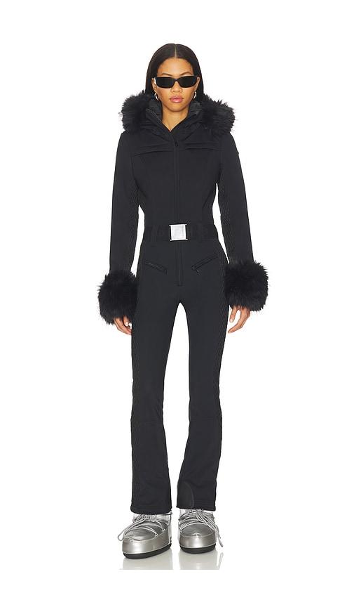 goldbergh angele faux border ski suit in black.