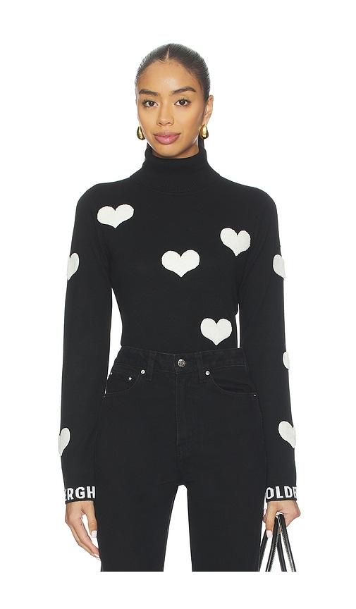 goldbergh bacio long sleeve knit sweater in black & white.