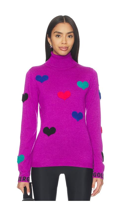 goldbergh bacio long sleeve knit sweater in purple.