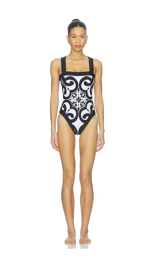 goldbergh costella bathing suit in black,white.