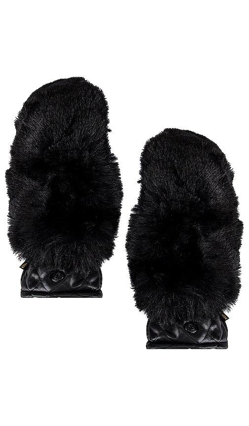 goldbergh hill faux fur mittens in black.