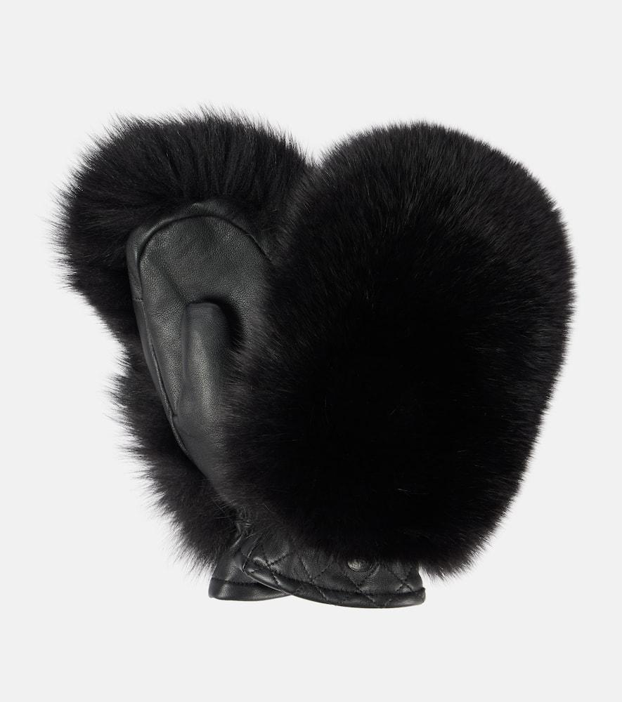 goldbergh hill faux shearling and leather mittens