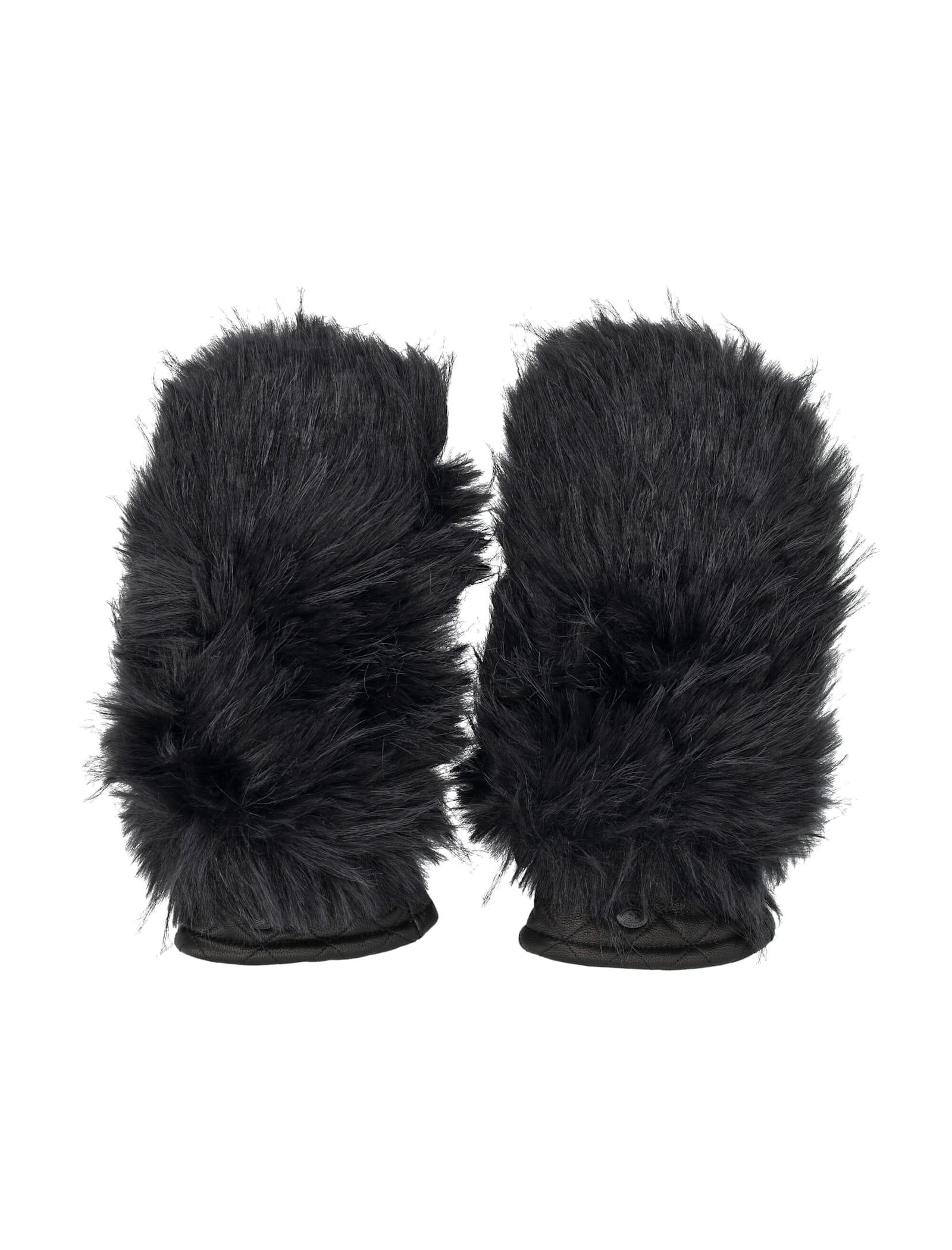 goldbergh hill leather mittens with faux fur top