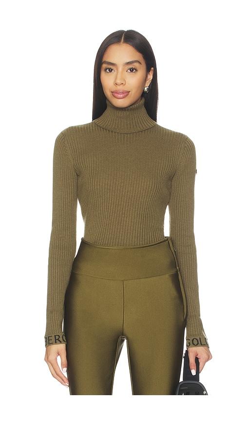 goldbergh mira long sleeve knit sweater in olive.