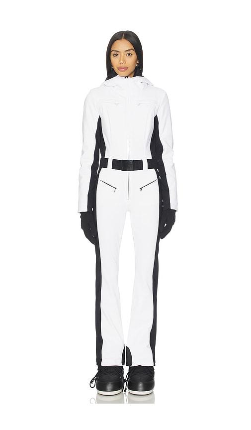 goldbergh parry ski suit in white.