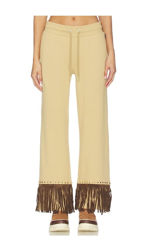 goldbergh reign wide leg track pant in tan.