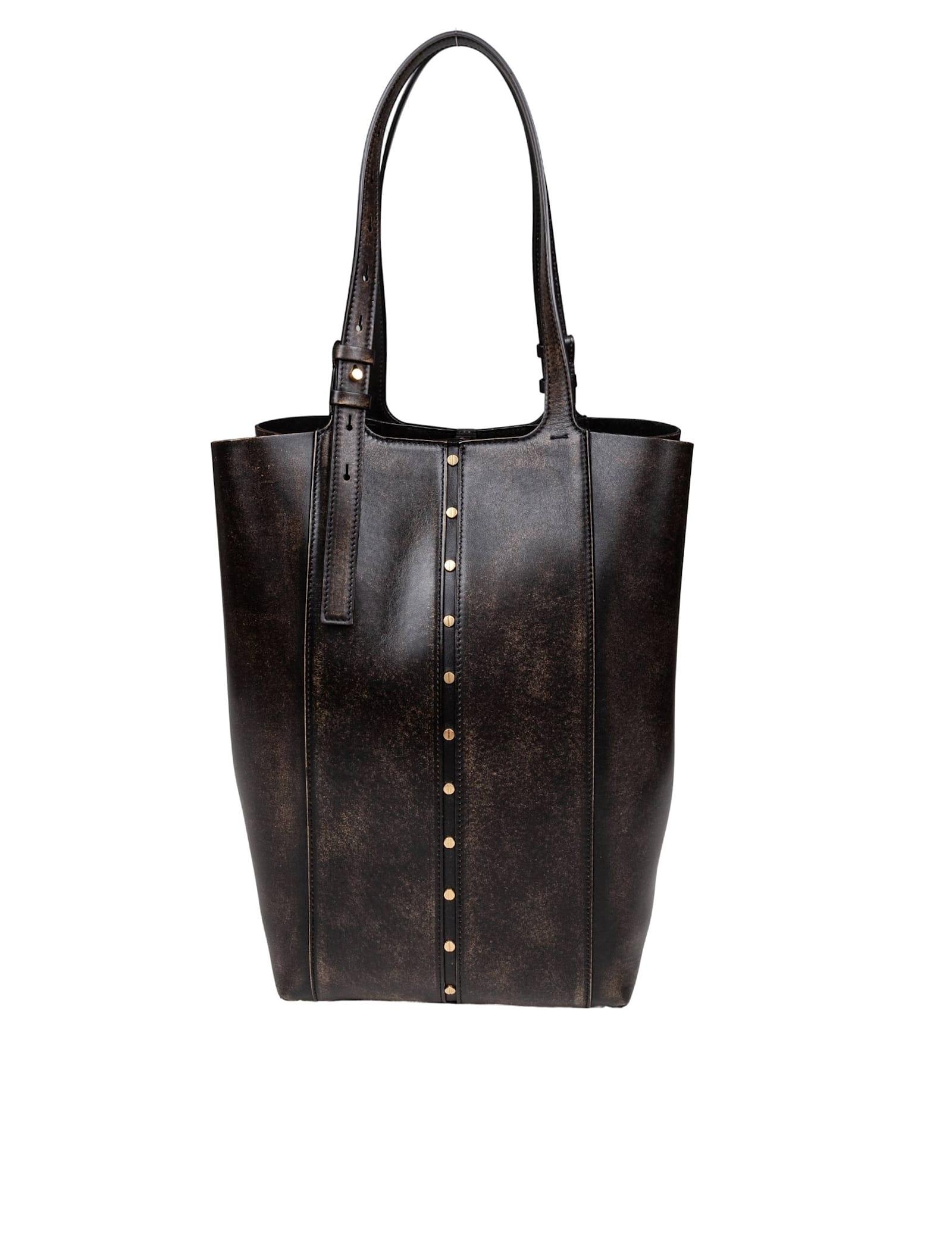 golden goose 24/7 vintage leather tote bag black