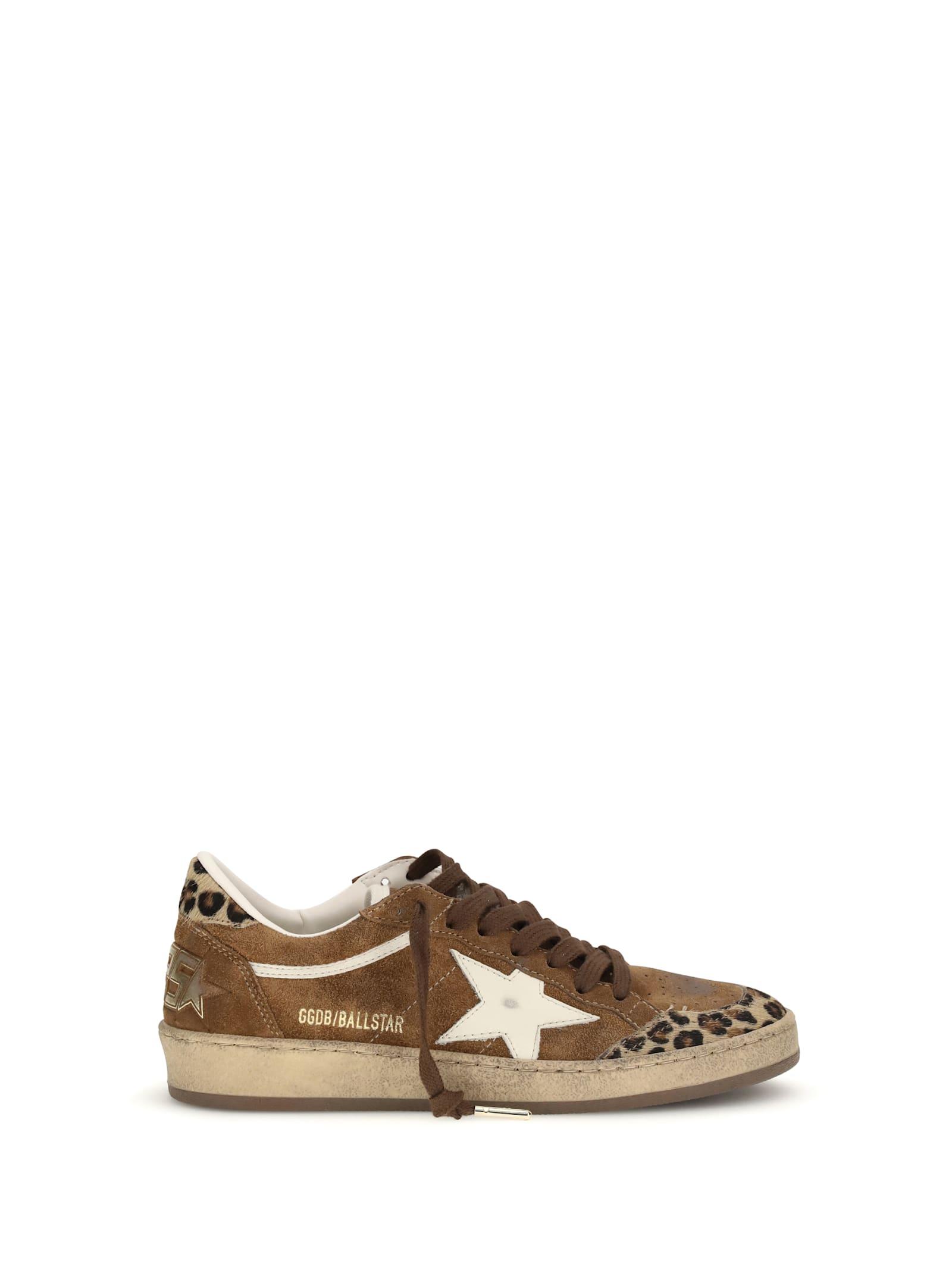 golden goose ballstar sneakers with leopard-print pony insert