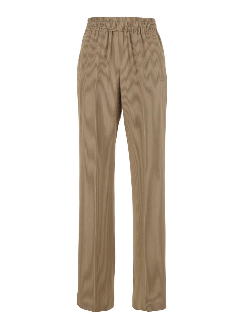 golden goose beige pinstriped trousers