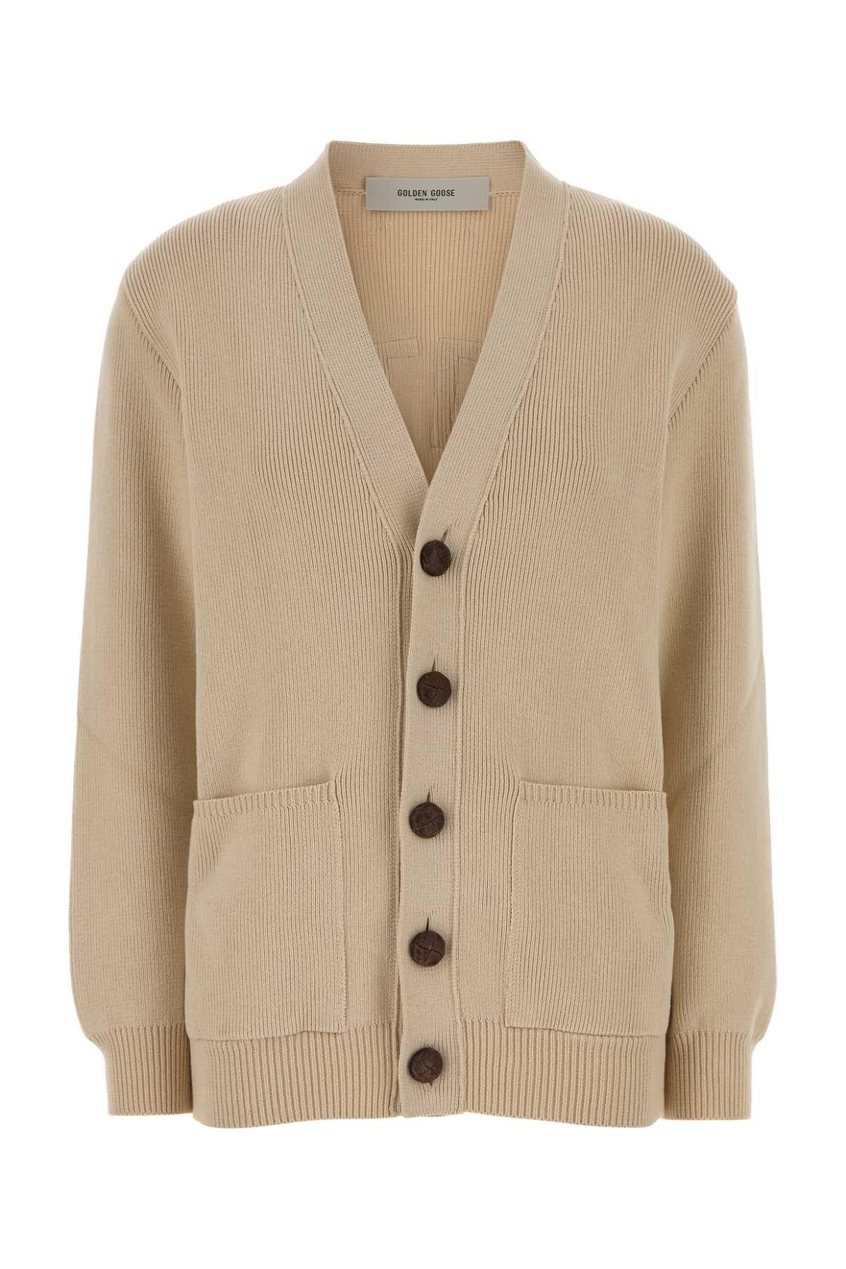 golden goose beige stretch cotton blend danielle cardigan