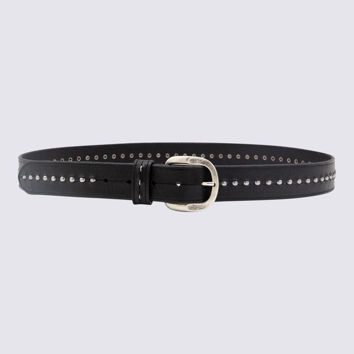 golden goose black leather belt