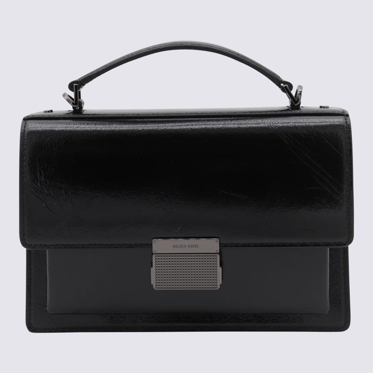 golden goose black leather top handle bag