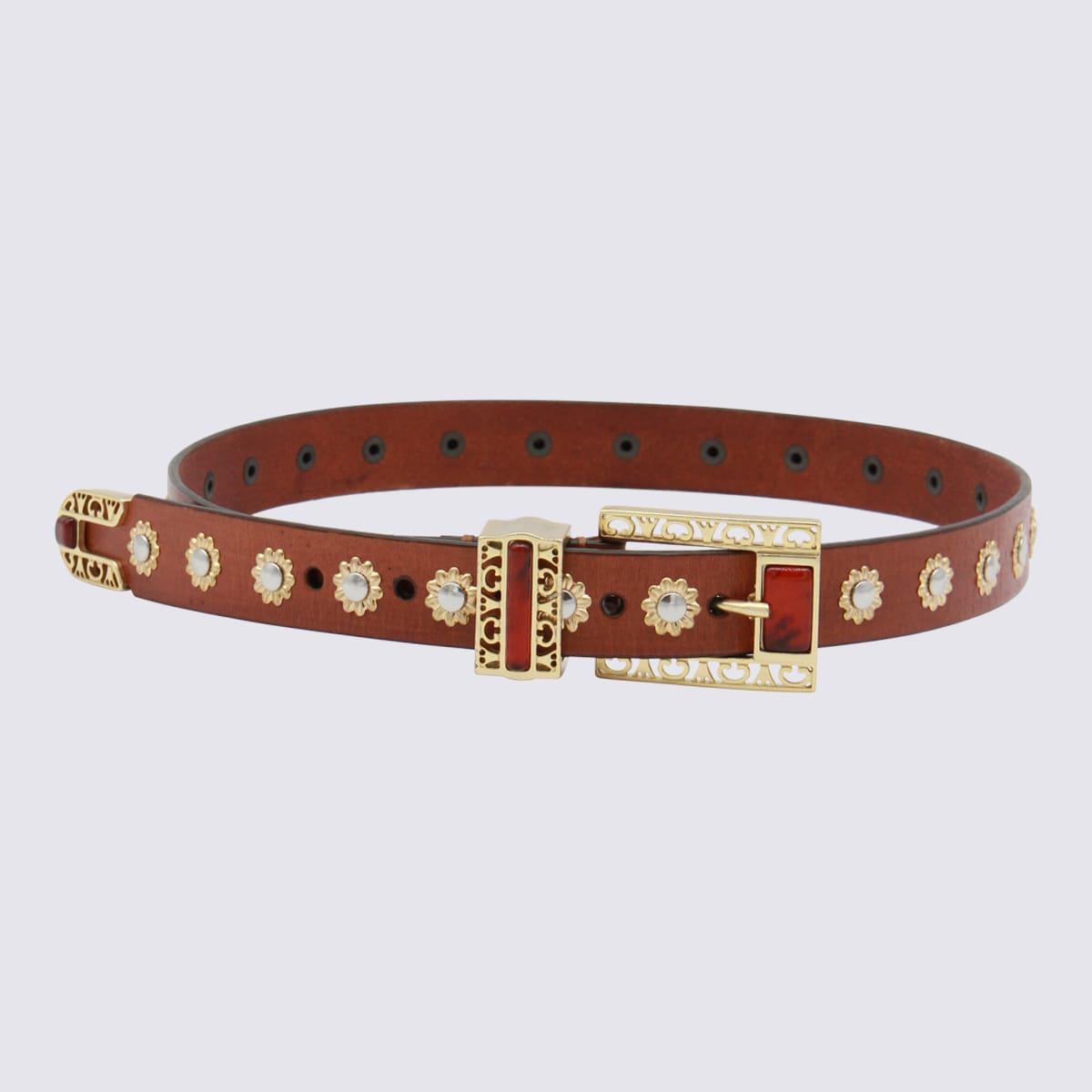 golden goose brown leather belt