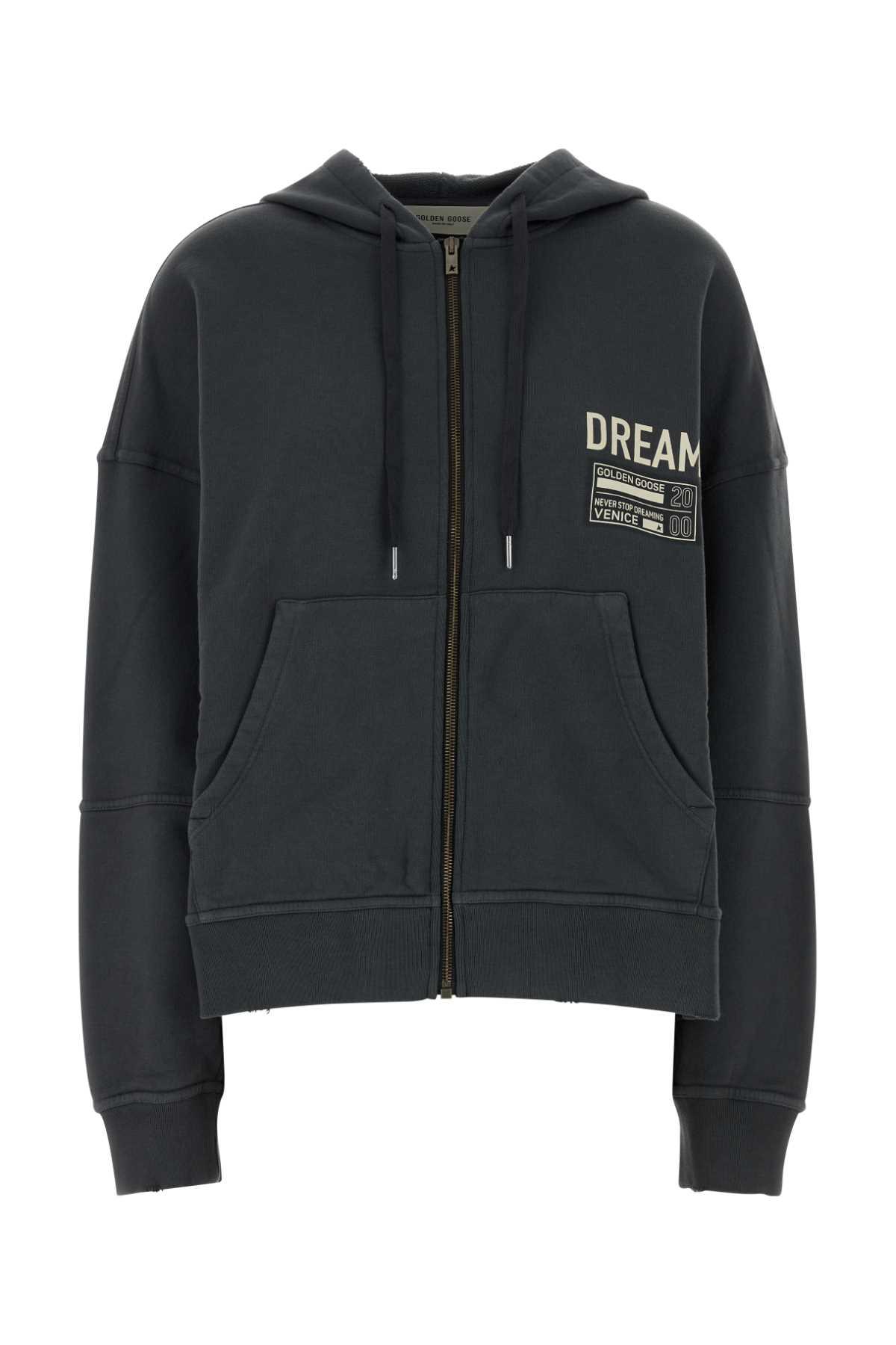 golden goose dark grey cotton oversize ottaviano sweatshirt