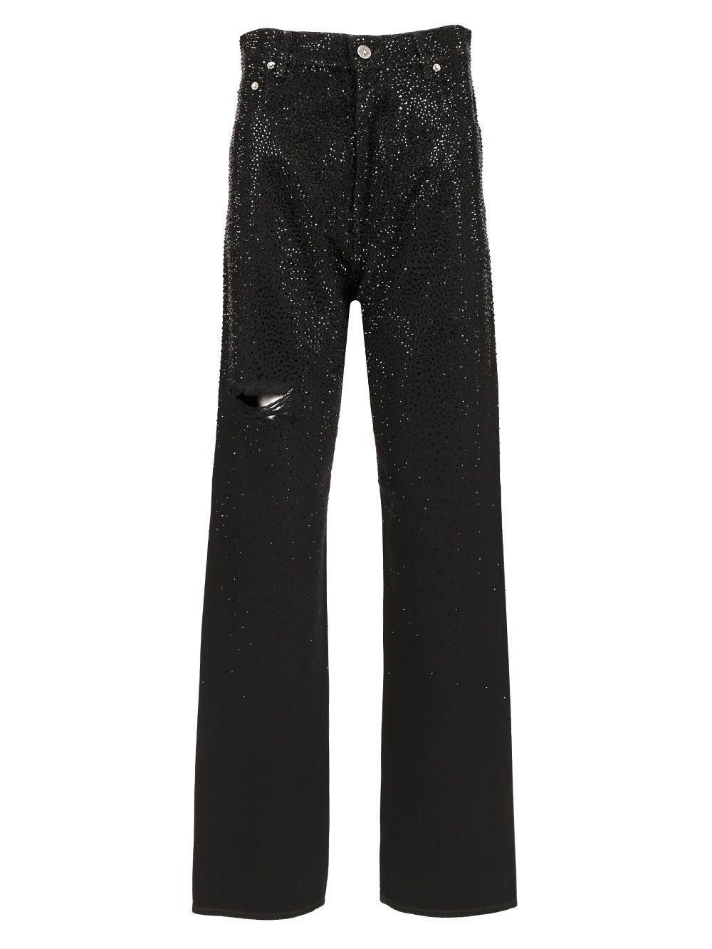 golden goose denim trousers with crystals