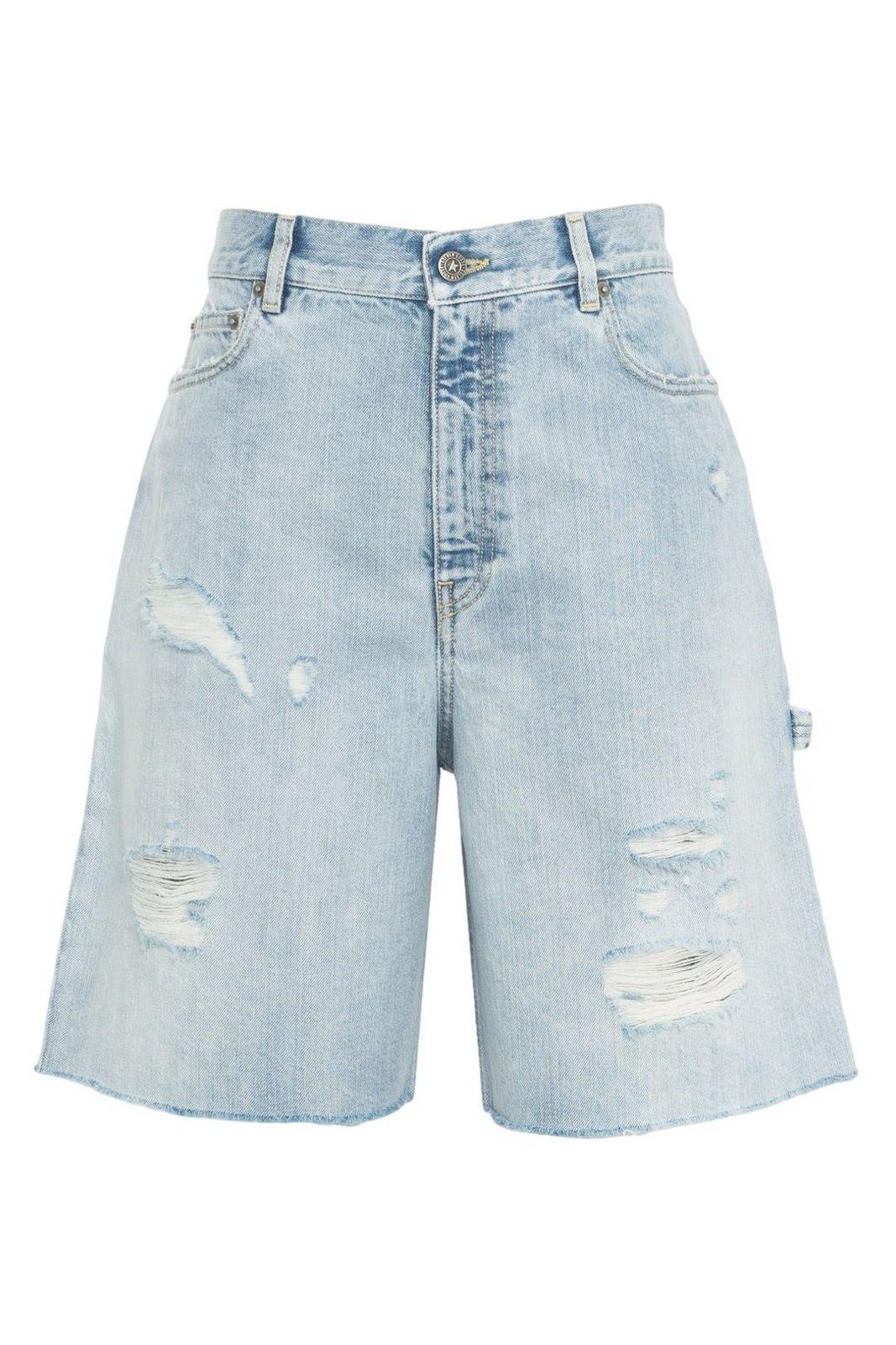 golden goose distressed denim bermuda shorts