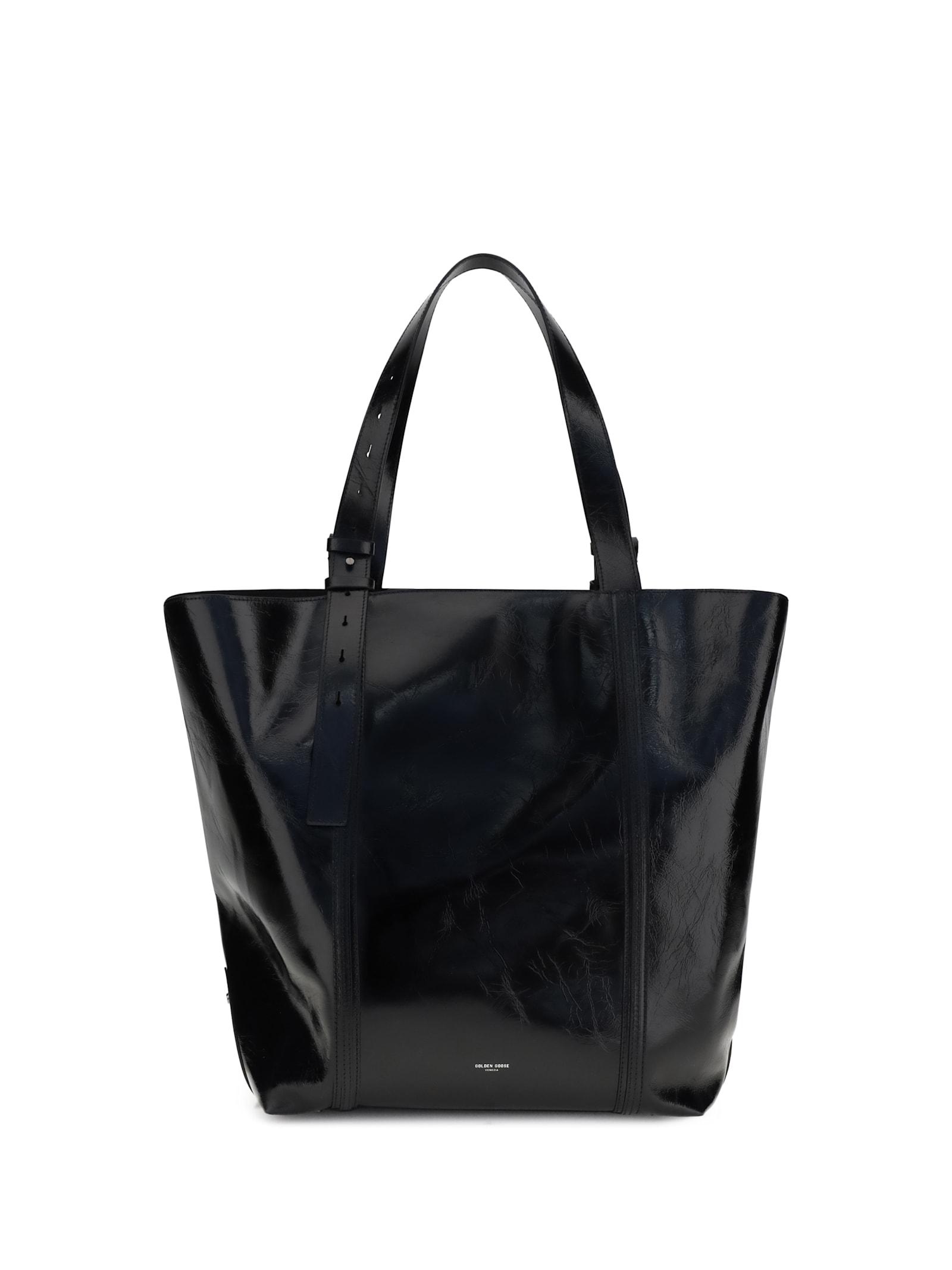 golden goose glossy leather tote bag