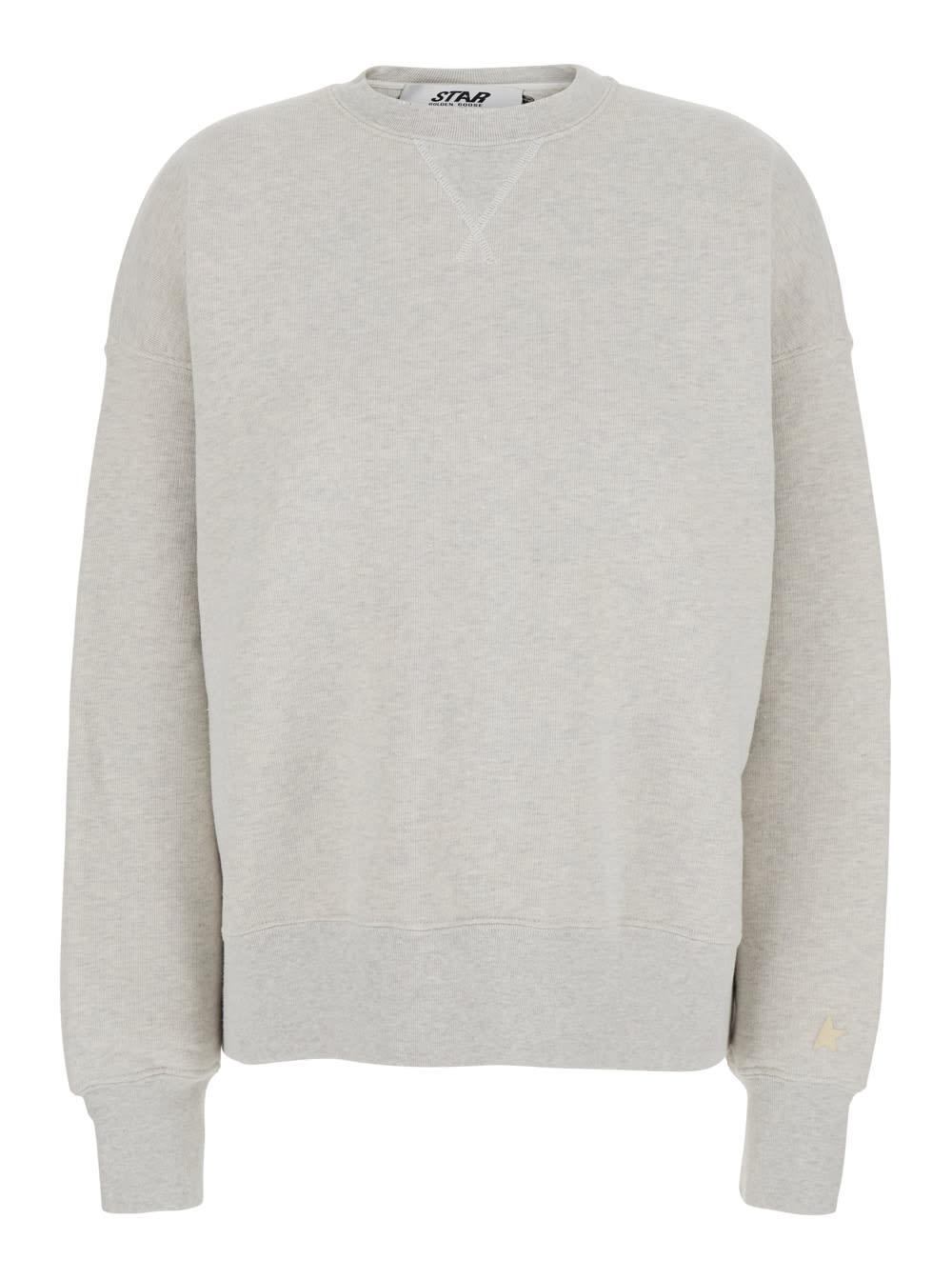 golden goose gray sweatshirt with crystal details star/ unisex oversize crewneck/ double layer/ destroyed wash/ crystal embellishment/ star label in cotton women
