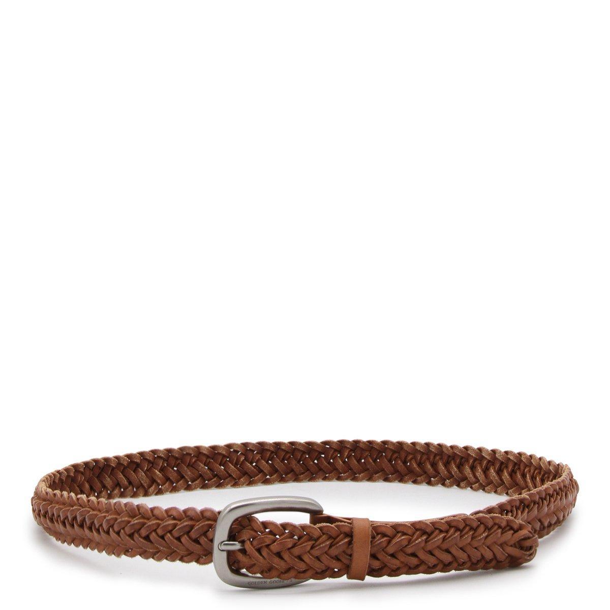 golden goose houston braided buckle belt
