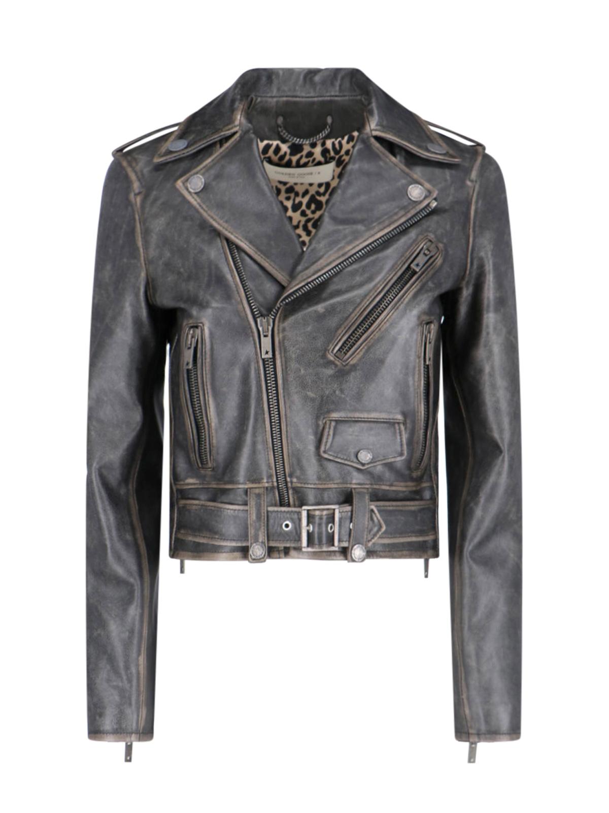 golden goose jackets black cow leather - women