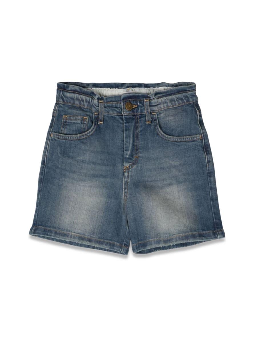 golden goose journey/ girls elasticated waist short/ medium stone washed denim/ heart pocket