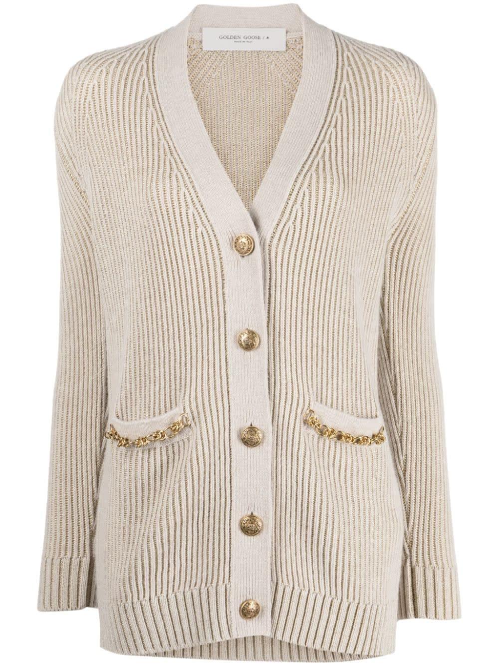 golden goose journey w`s cardigan wool ribbed jacquard
