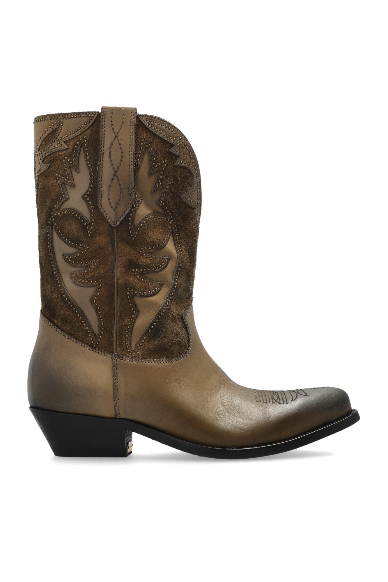golden goose leather cowboy boots wish star