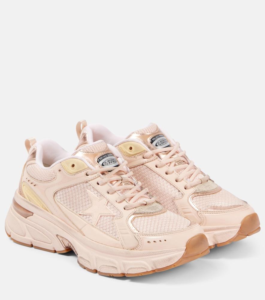 golden goose lightstar mesh and leather sneakers