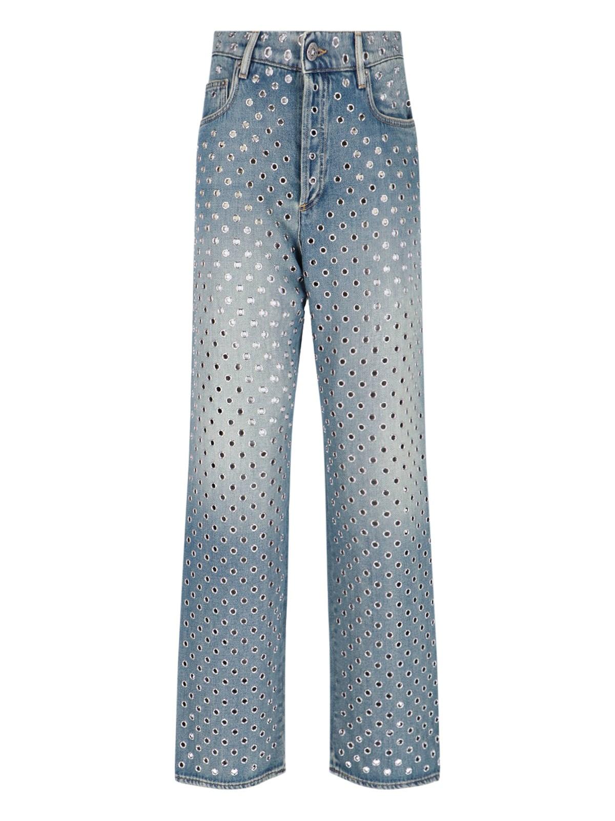 golden goose openwork jeans with studs