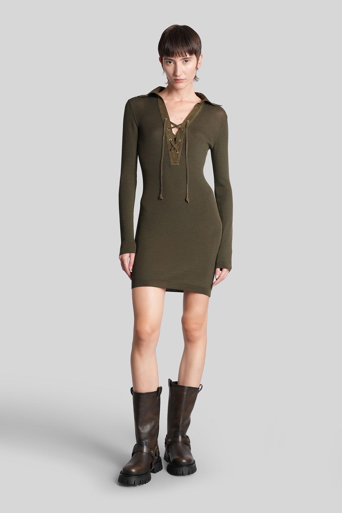 golden goose orly mini dress in green cotton