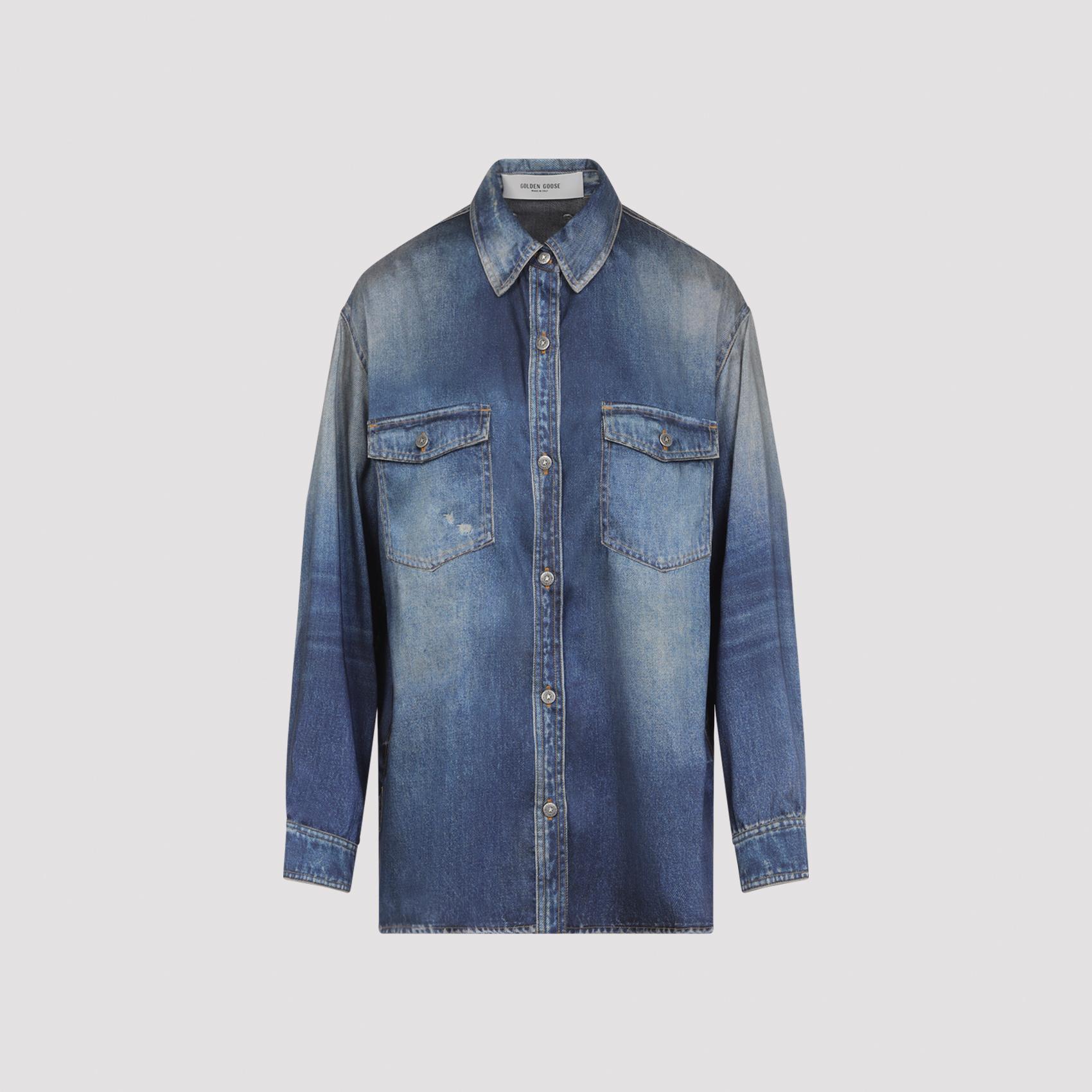 golden goose patty over shirt blue polyester - women