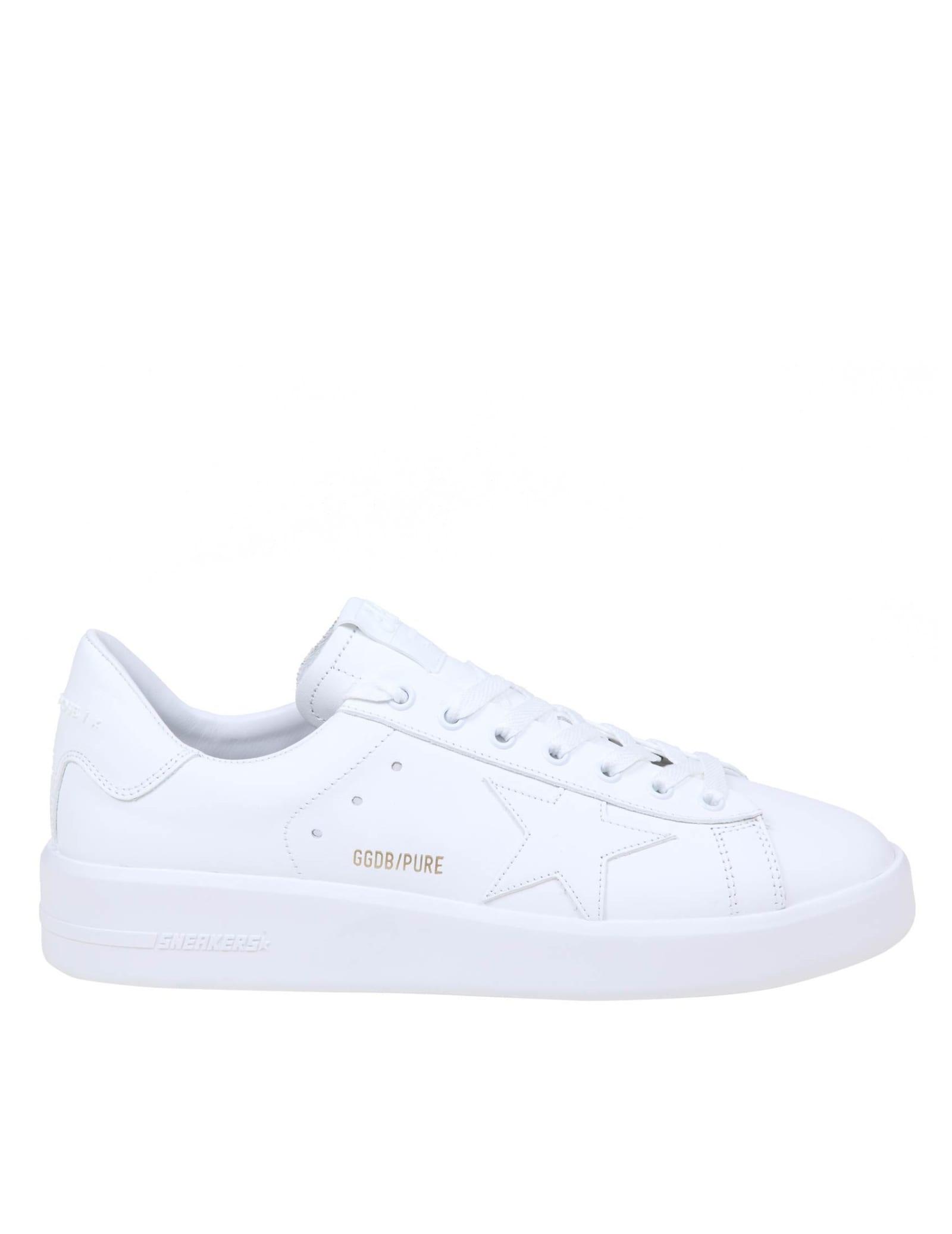 golden goose pure star sneakers in white eco-leather