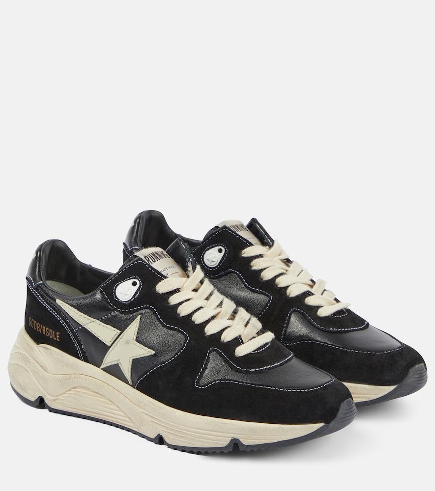 golden goose running sole suede and leather sneakers