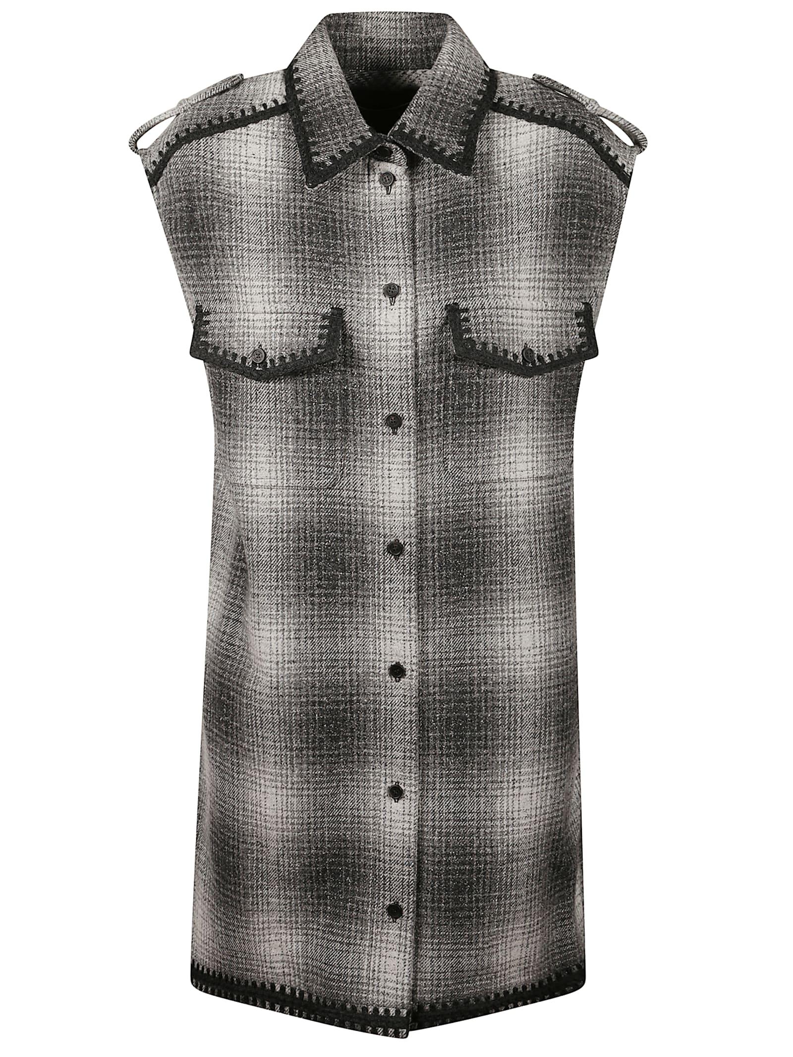 golden goose sleeveless checked shirt dress