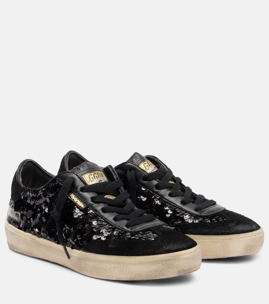 golden goose soul star sequined leather sneakers