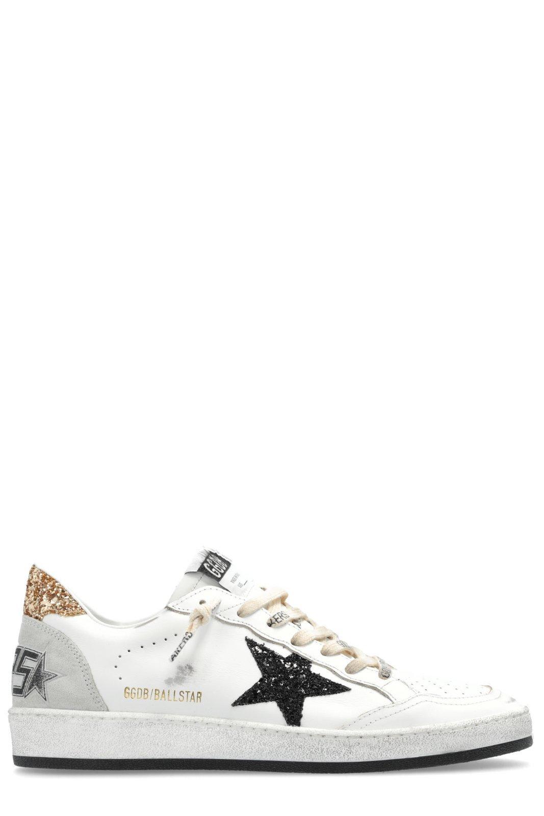 golden goose star glittered lace-up sneakers