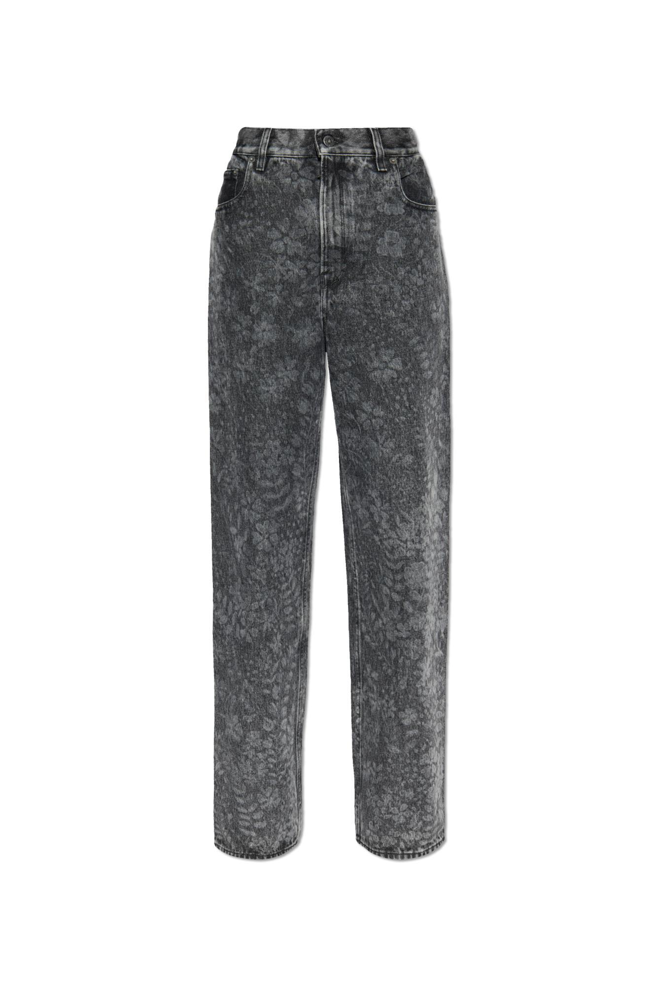 golden goose straight jeans with floral motif