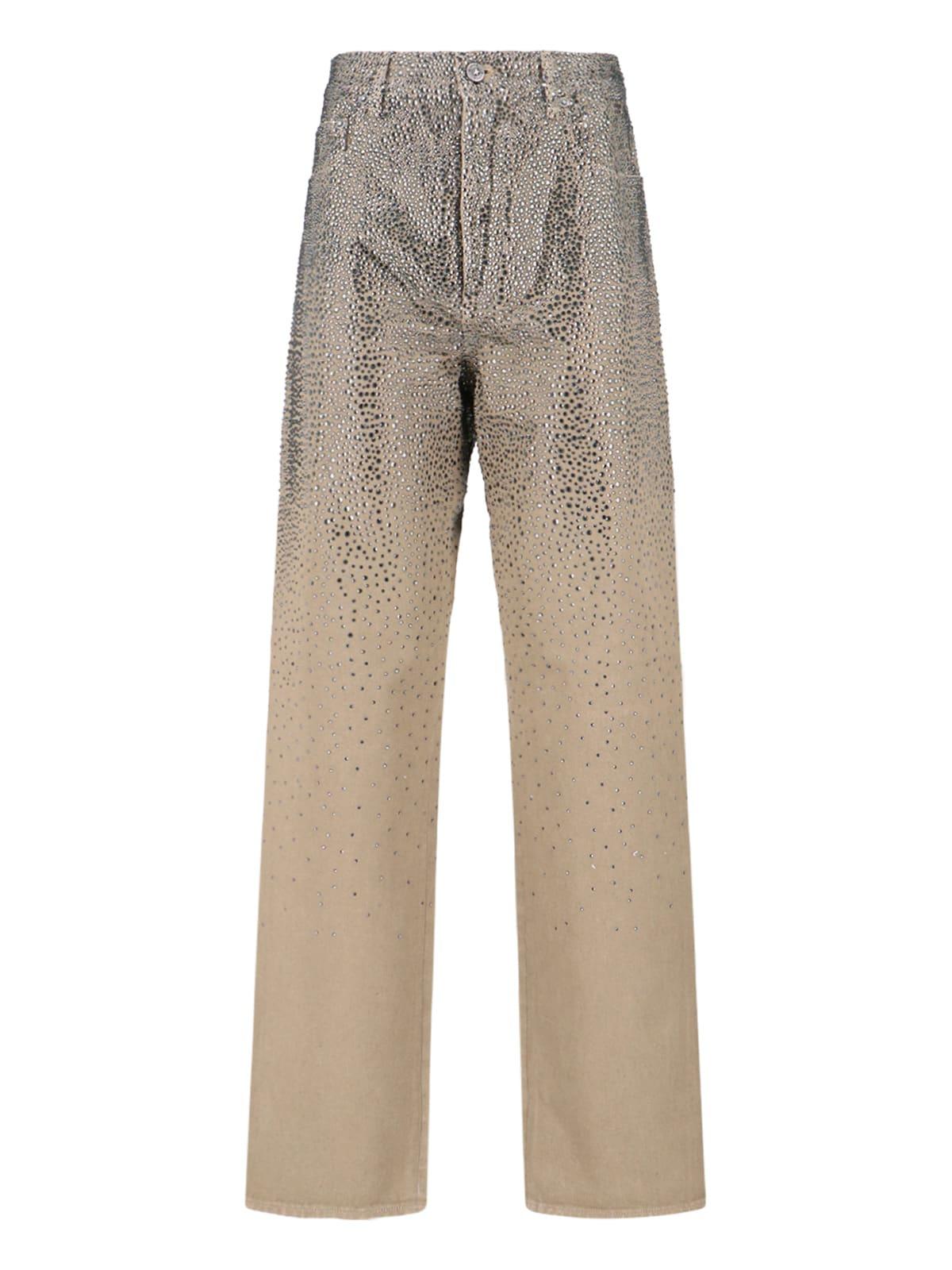 golden goose straight jeans with rhinestones