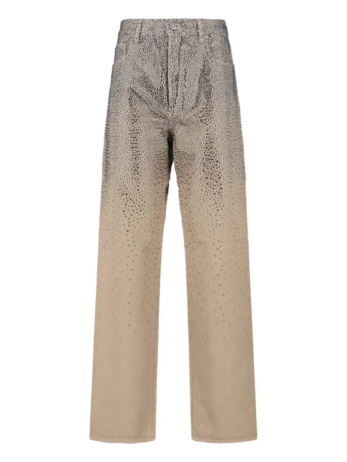 golden goose straight jeans with rhinestones