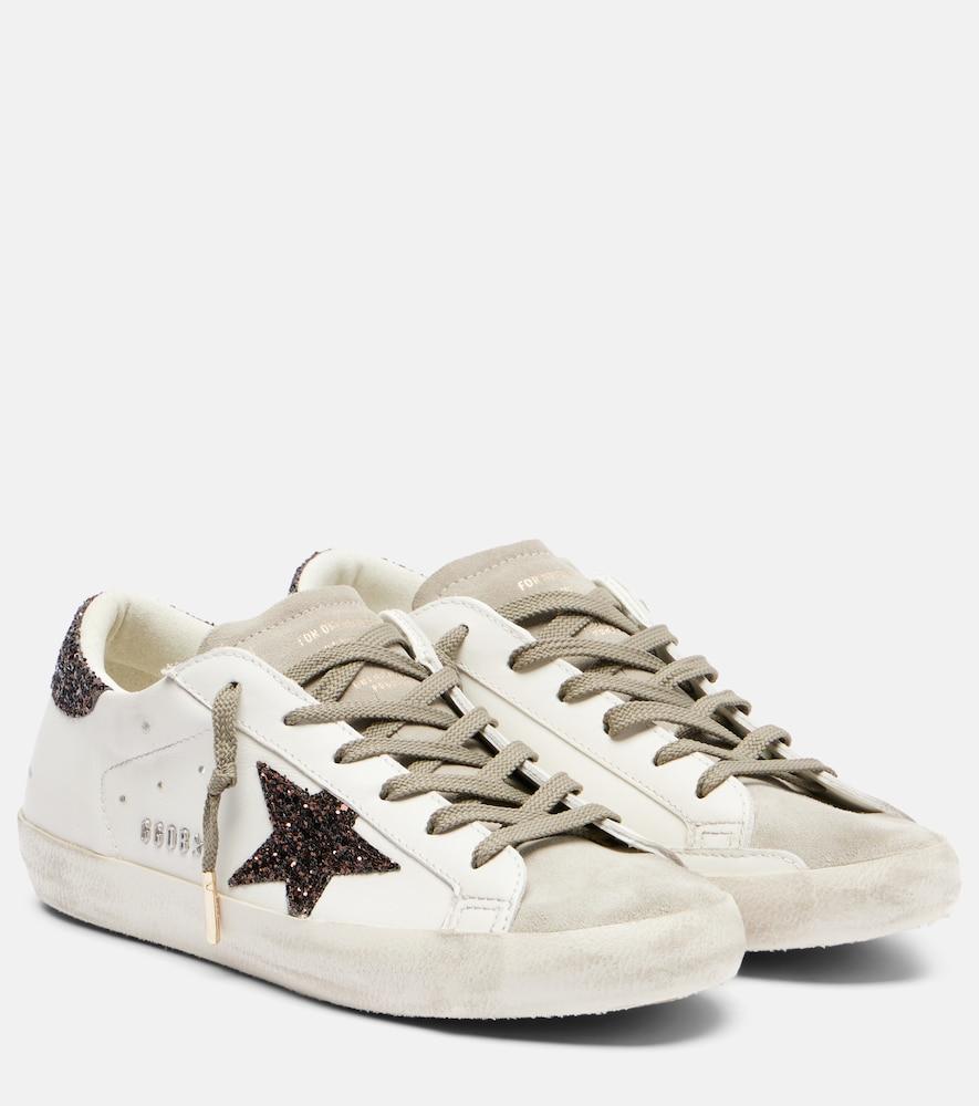 golden goose super star glitter leather sneakers