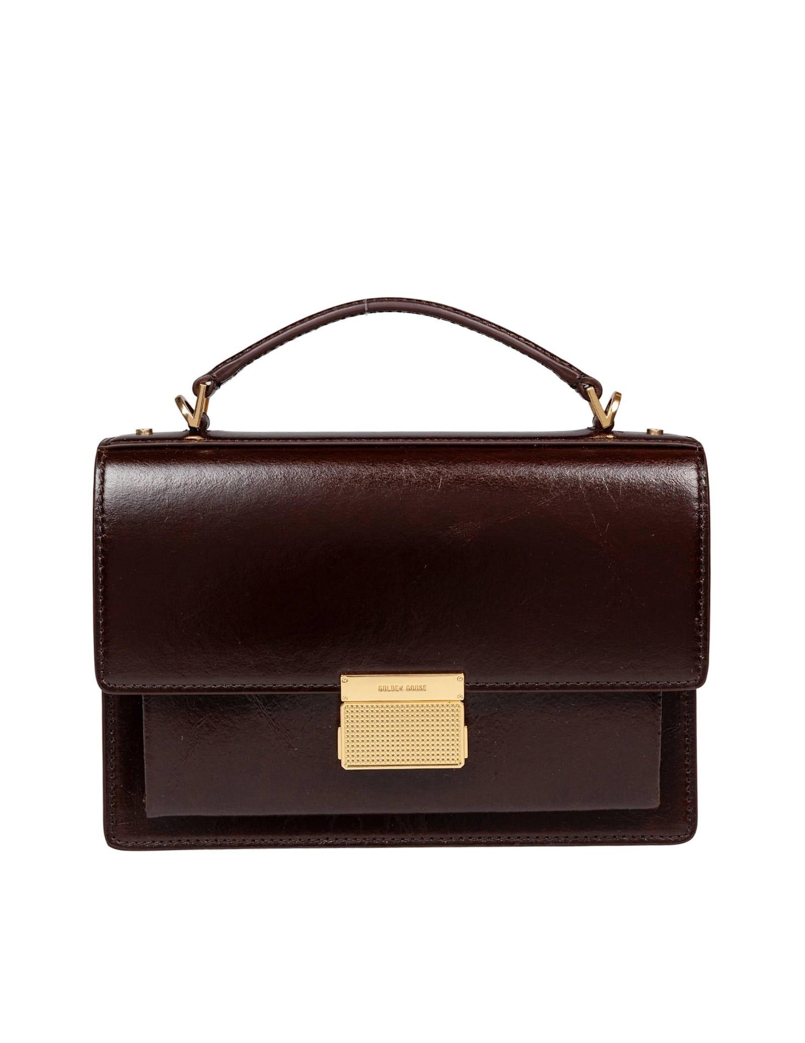 golden goose venezia leather handbag dark brown color