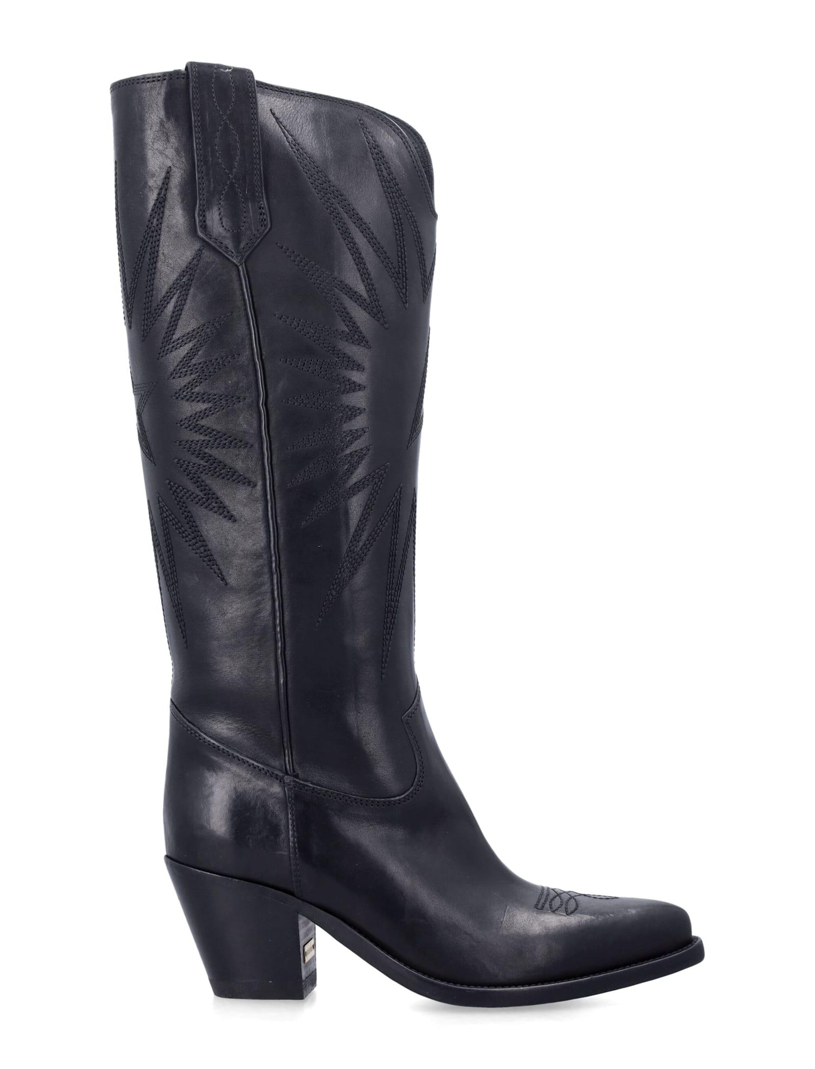 golden goose wish star black leather boots
