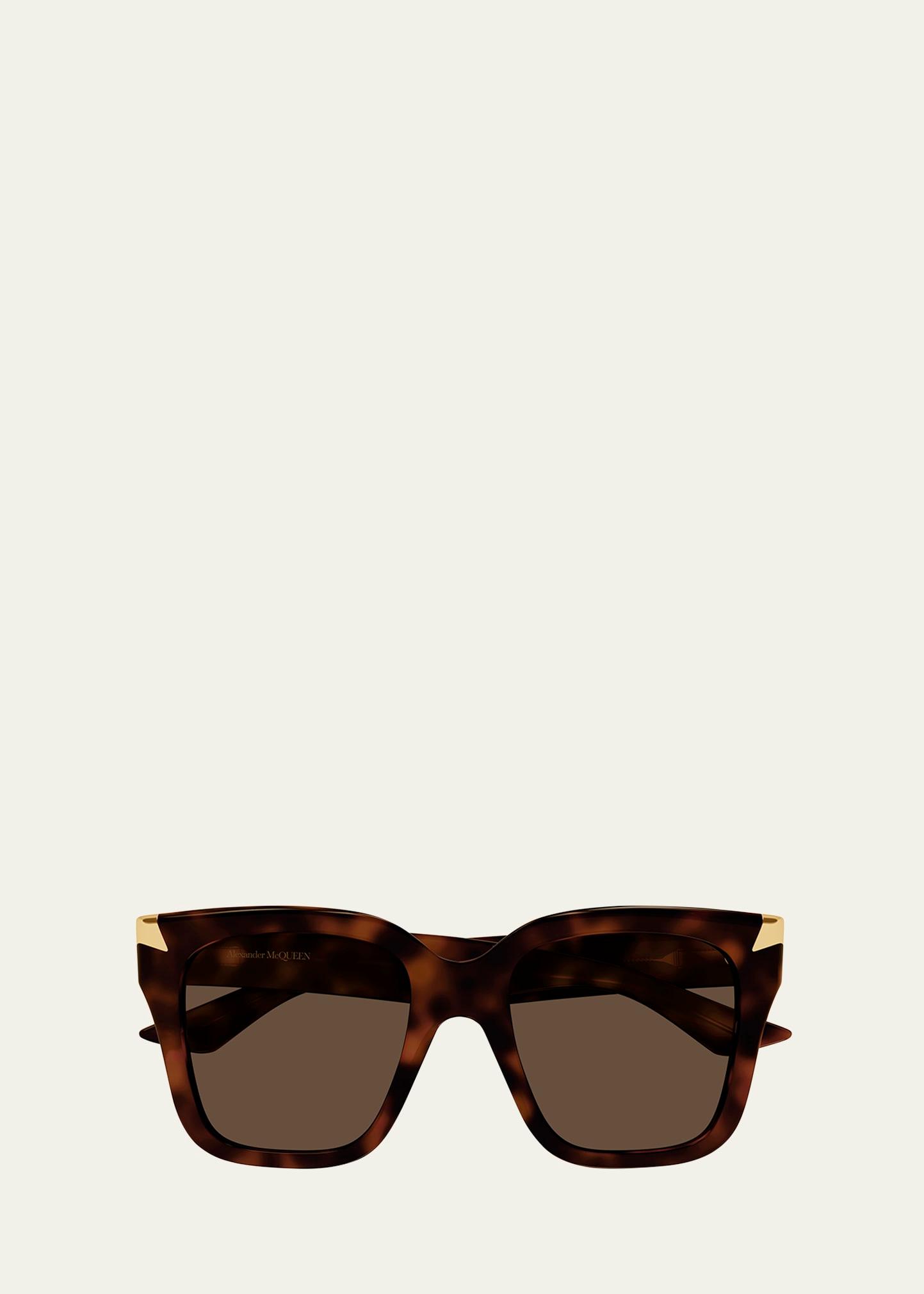 golden-tipped recycled acetate square sunglasses