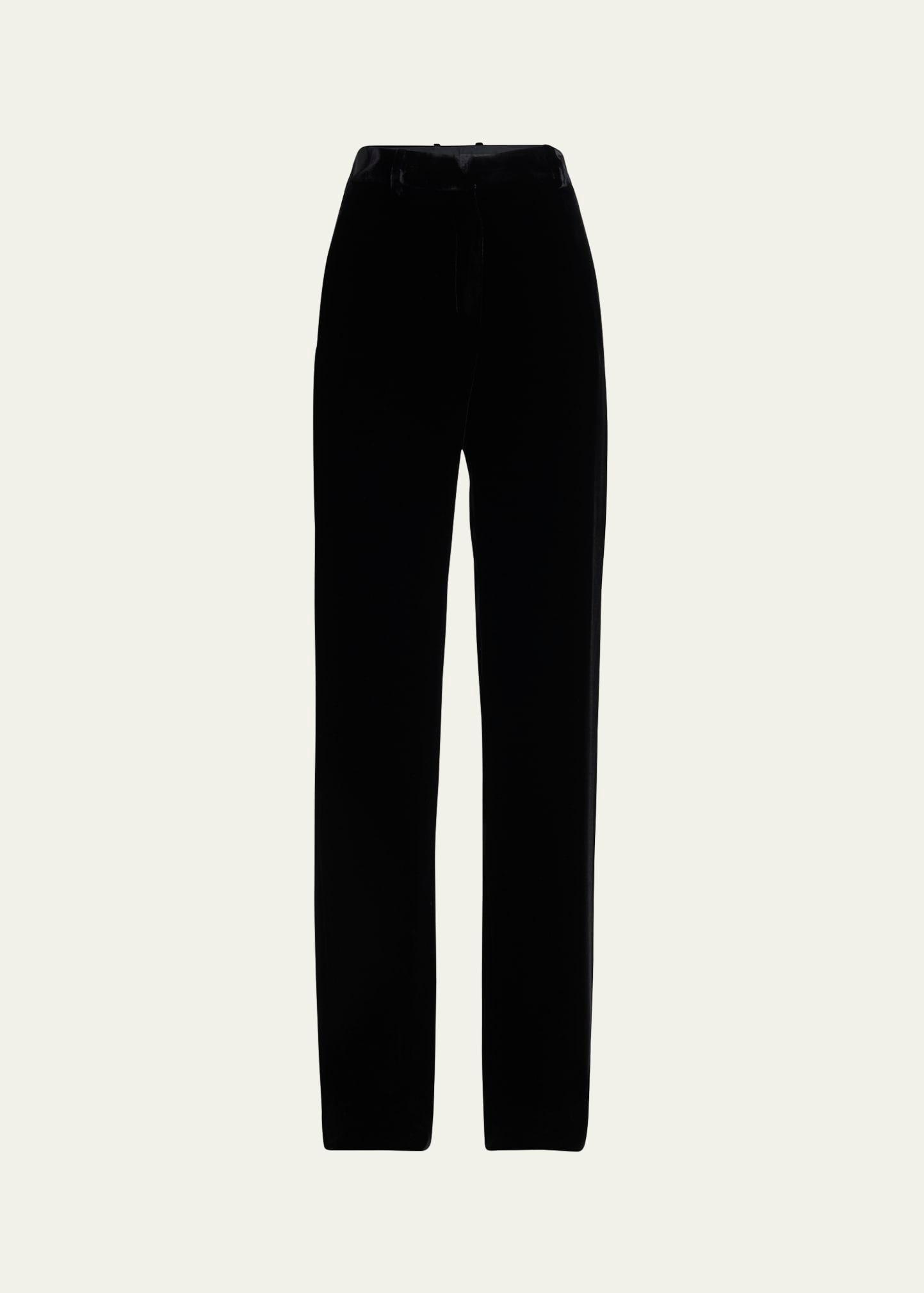 goldie straight leg silk velvet trousers