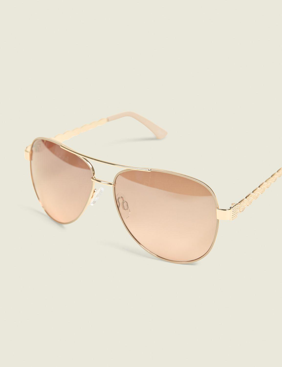 goldtone metal braided-detail aviator sunglasses