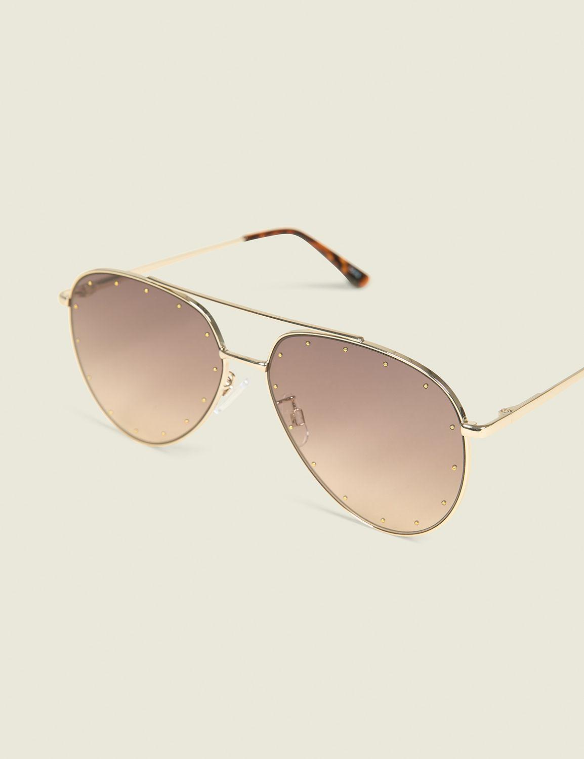 goldtone studded aviator sunglasses